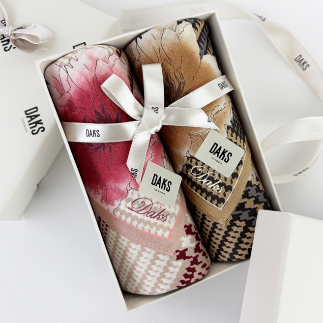 닥스 손수건 여성 면 나염 세트 선물포장 쇼핑백