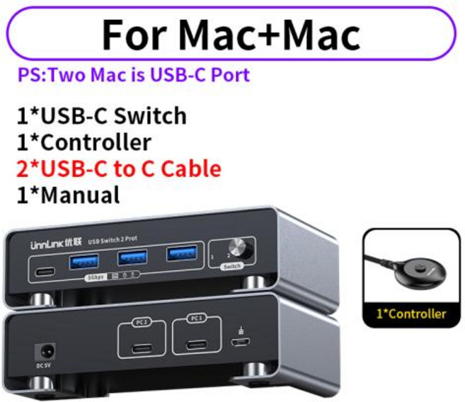 USB C Thunderbolt KVM 스위치 연결 해제 Macbook Mac Mac Mini 공유 마우스 키보드 하드 디스크 5Gbps 용 USB 3.0 도킹 스테이션, 1)For Mac and Mac