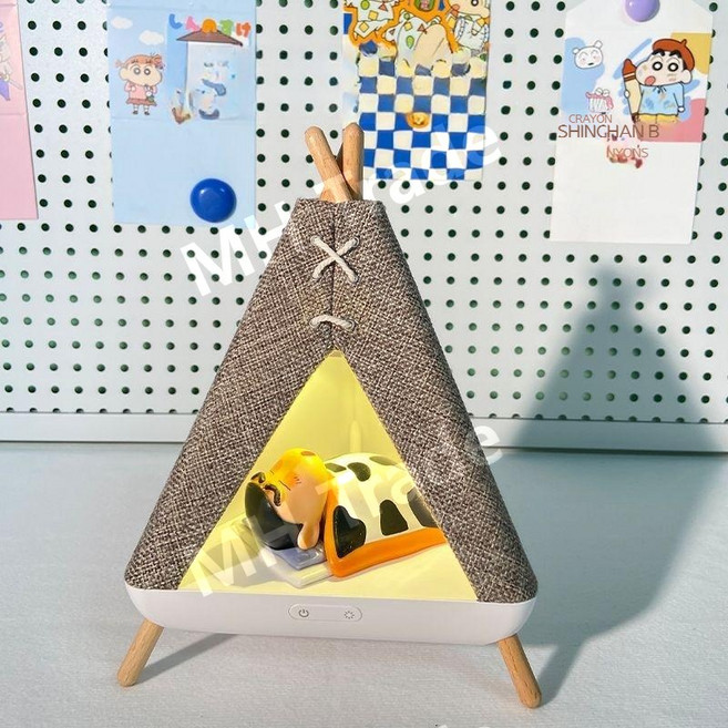 짱구 텐트 LED 무드등 캐릭터 취침등 블루투스 스피커 장식 선물, 짱구 텐트 무드등 +블루투스스피커 B