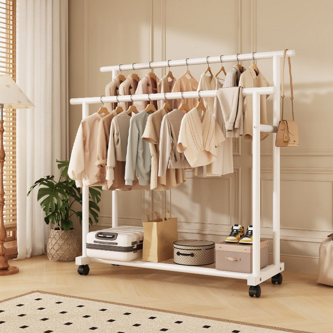 워너픽 하이로우 2단 이동식 스탠드 행거, 화이트-A