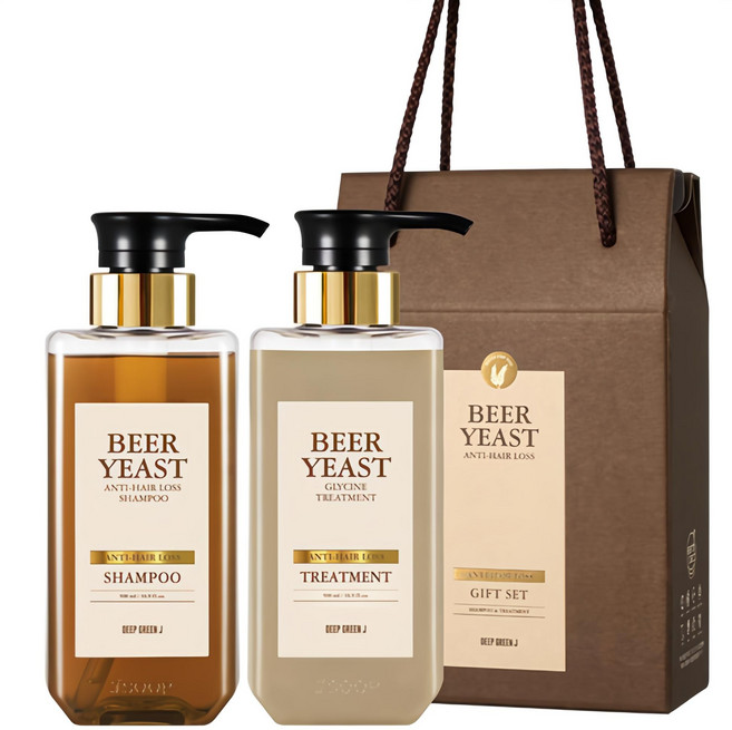 딥그린제이 제이숲 맥주효모 탈모 샴푸 + 트리트먼트, 1세트