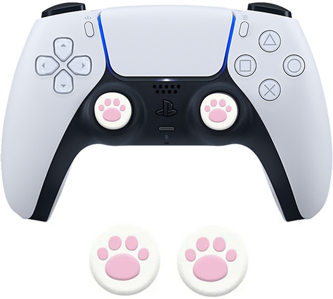 PS 4 5 듀얼 쇼크 센스 엑스박스 4세대 패드 컨트롤러 고양이 발바닥 스틱 커버 캡, 고급형 핑크 2개입, 1개