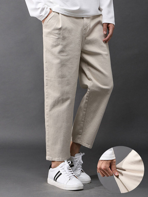 남자 면스판 히든 밴딩 원턱 와이드 팬츠 FICP0383