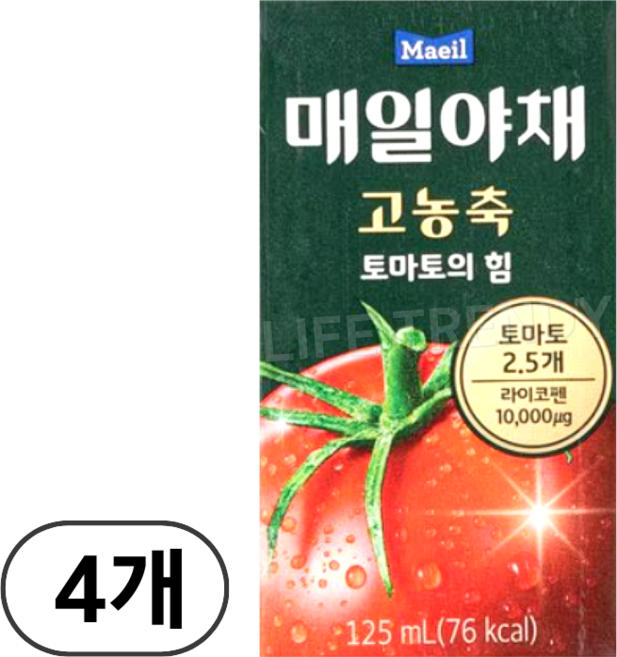 매일유업 야채 고농축 토마토의 힘, 4개, 125ml