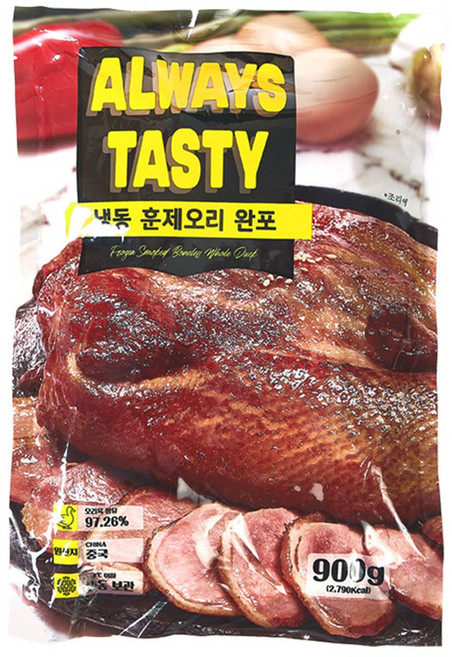 [깊은 훈제향] 훈제오리 통오리 완포 대용량, 1개, 900g