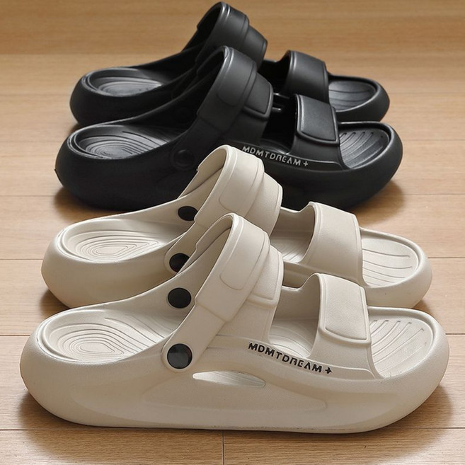 UNIQUEZON 남자 여름 무중력 쿠션 통굽 슬리퍼 샌들 비치 미끄럼방지 아쿠아 슈즈