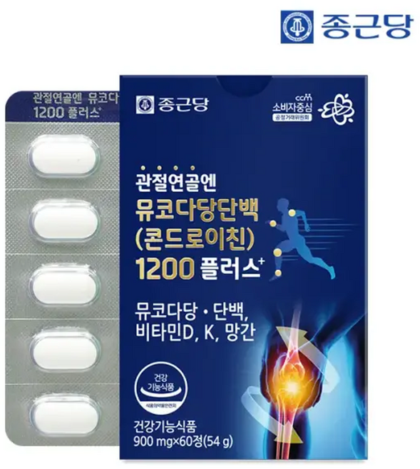 종근당 관절연골엔 뮤코다당단백 콘드로이친 1200 플러스 60정 1박스 / 소연골 비타민D 뼈건강 비타민K, 1개