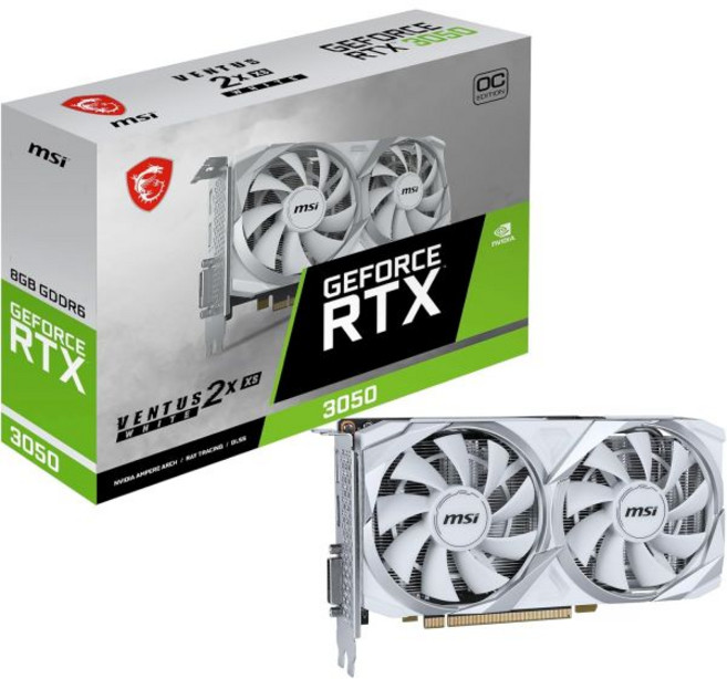 MSI GeForce RTX 3050 Ventus 2XS 화이트 8G OC 게이밍 그래픽 카드 - 8GB GDDR6 1807MHz PCI Express 4세대 128비트, MSI GeForce RTX 3050 Ventus 2X, 1개