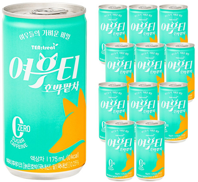티트리트 여우티 호박팥차 캔, 12개, 175ml