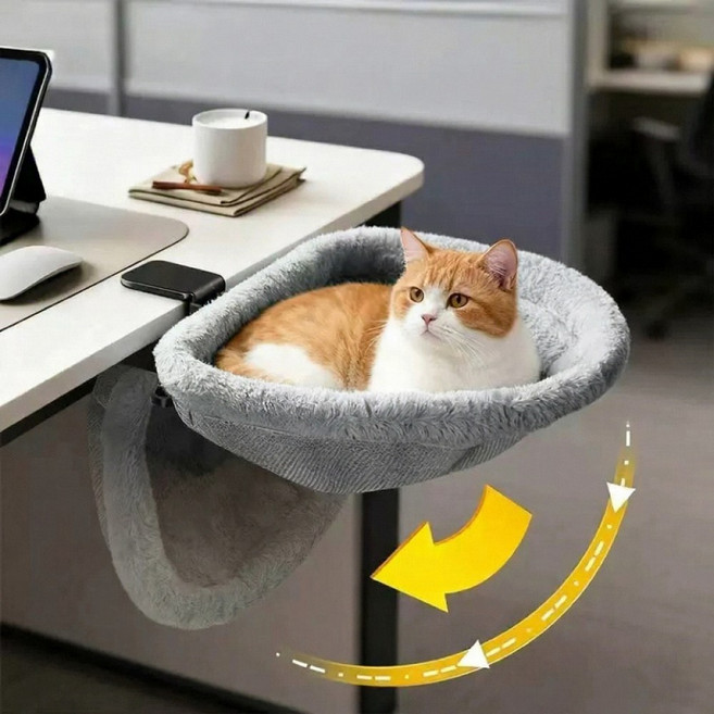 고양이 책상 침대 원클릭 접이식 매립형 공간 절약 반원형 해먹, 고양이 침대