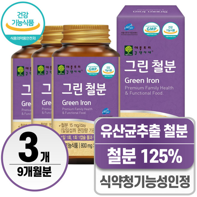 여성 철분제 식약청인증 헬시위듀 임산부 철분영양제, 3개, 90정