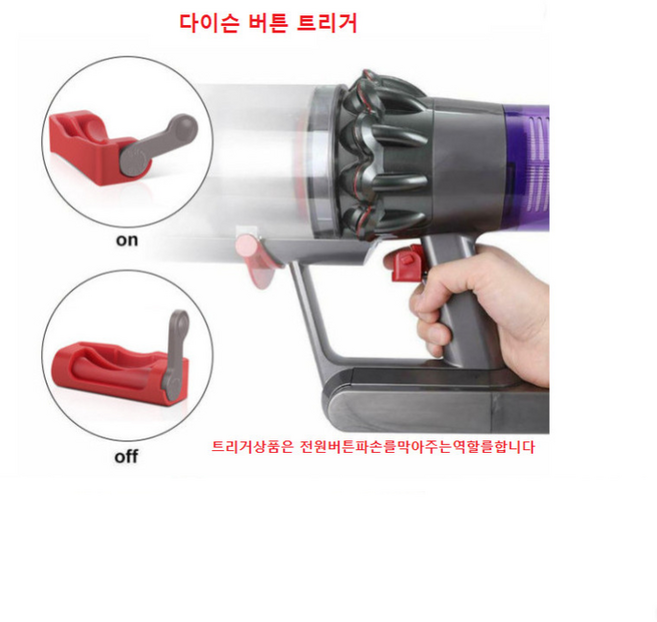 다이슨 트리거 청소기 버튼 전원고정장치 스위치 잠금장치 V7V8V10V11V15, 1개, 화이트색상