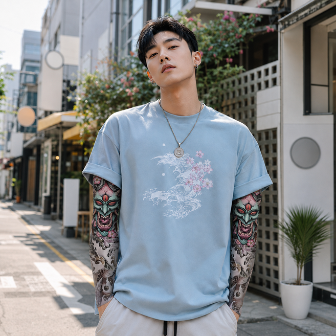 타투 패션 팔토시 아이스실크 고급형 스타일리시한 타투슬리브, 타입F, 1개