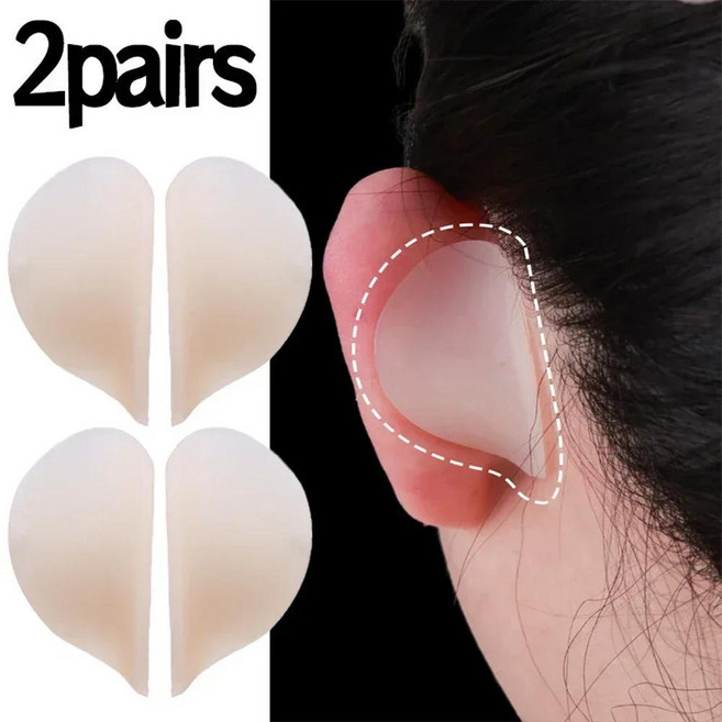 4D 업그레이드 된 실리콘 엘프 귀 스티커 자체 접착 귀 교정기 패치 재사용 가능한 V-페이스 스티커 사용하기 패치, 2)A02