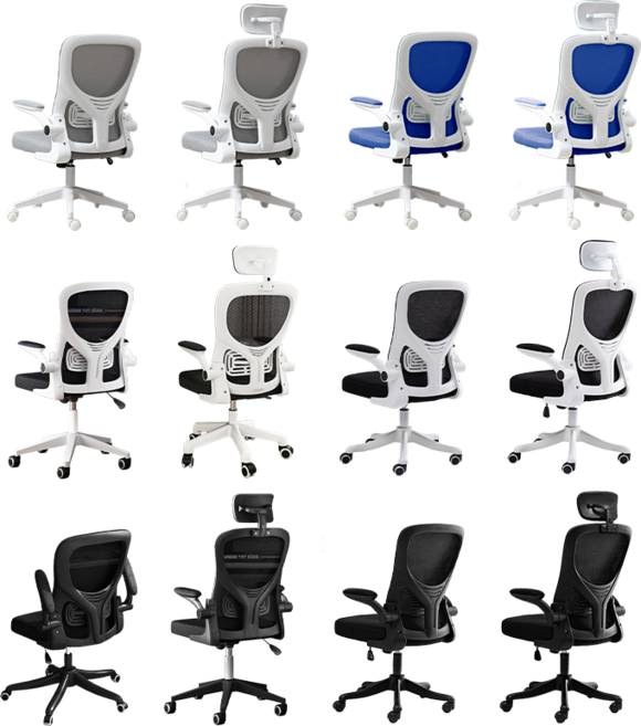 好的家居 人體工學辦公椅 電腦椅 會議椅 滾輪 透氣網布椅 家用 椅子, 【頭靠款-乳膠】無靠腳, 黑色