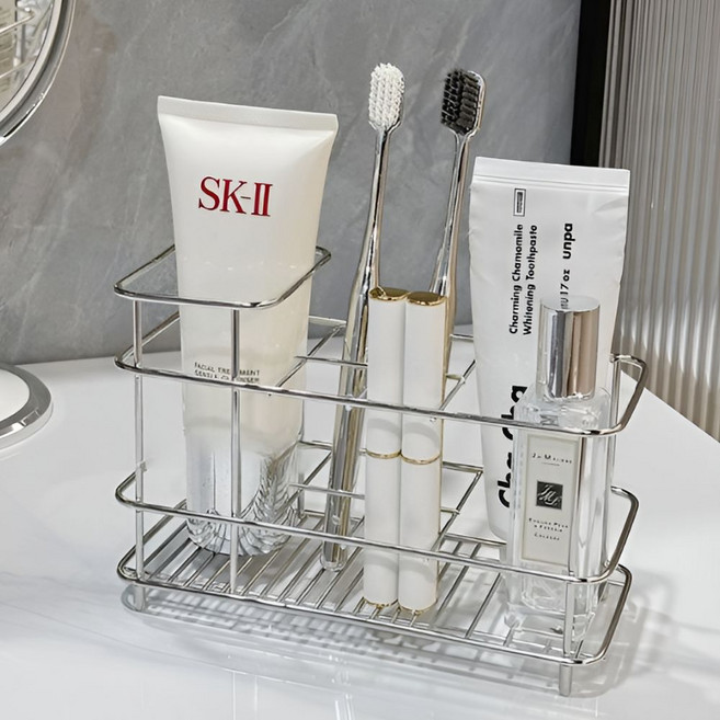 오제브 올스텐 딥가드 칫솔꽂이 욕실 치약 거치대, 실버, 1개