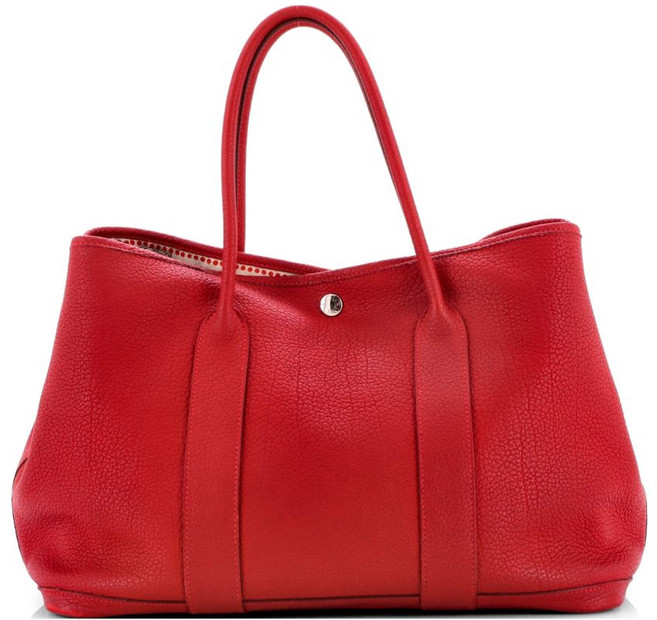 에르메스 중고 가든 파티 토트 레더 프린트 인테리어 36 사첼 백