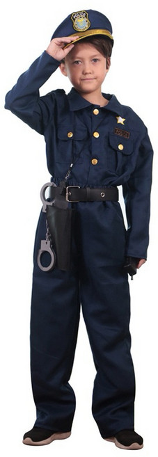 兒童警察角色扮演服裝組 - 萬聖節變裝舞會派對兒童警察制服, 男警S（七件套）, 1個