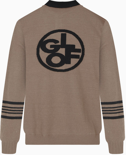 430골프 남성 골프웨어 레터링 카라넥 방풍 니트 티셔츠