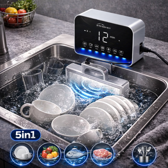 초강력 초음파 식기세척기 무설치 가정용 과일 야채 세척기 식세기 설거지 채소 씻는 기계, 단순배송상품, Q6-400 Ultra, 블랙