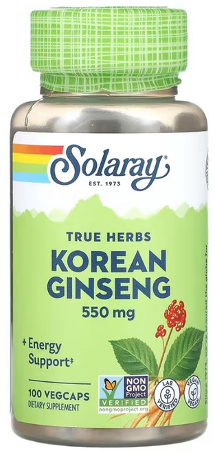 미국산 솔라레이 한국 인삼 550mg 100베지캡슐 Solaray Korean Ginseng 선물증정, 1개