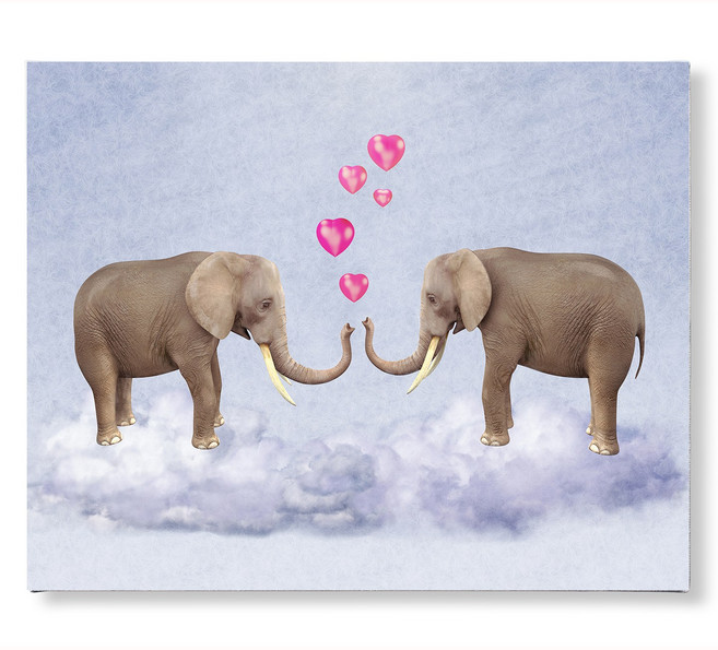 세잔느화실 [캔버스액자]풍수액자-21.구름위에 하트코끼리1