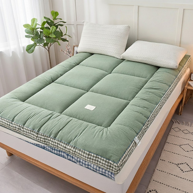 씽크라이프 세탁기OK 토퍼 매트리스 포근하고 편안한 사계절 숙면용 바닥 매트, 세이지그린