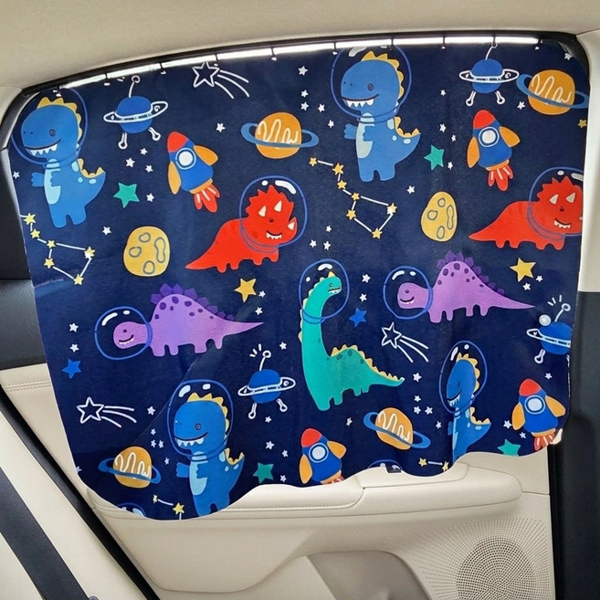 1초암막 모이렌 차량 햇빛가리개 자동차 커튼 레일형, 1개, 우주공룡