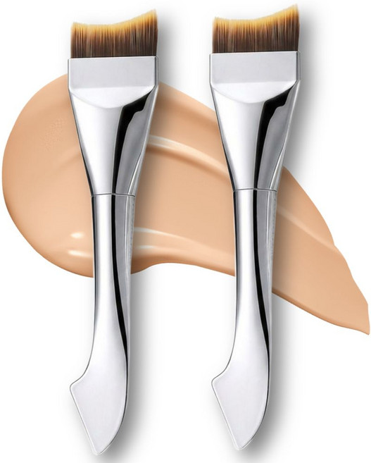 마켓리브 스파츌라 파운데이션 메이크업 납작 브러쉬, 2개, 듀얼