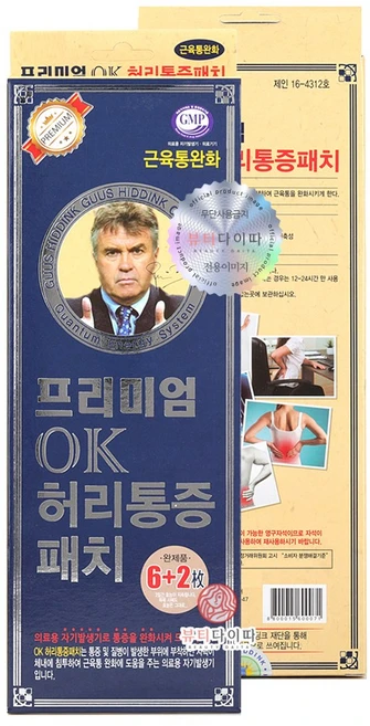 OK 프리미엄 허리통증 패치 히딩크 허리전용 자석파스 8매(자석6+리필2), 1개, 1개입 - 쿠팡