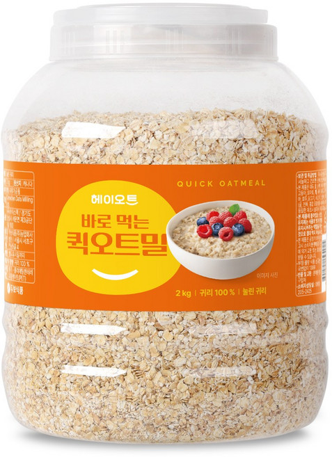 [헤이오트] 바로먹는 퀵 오트밀 2kg (PET), 1개