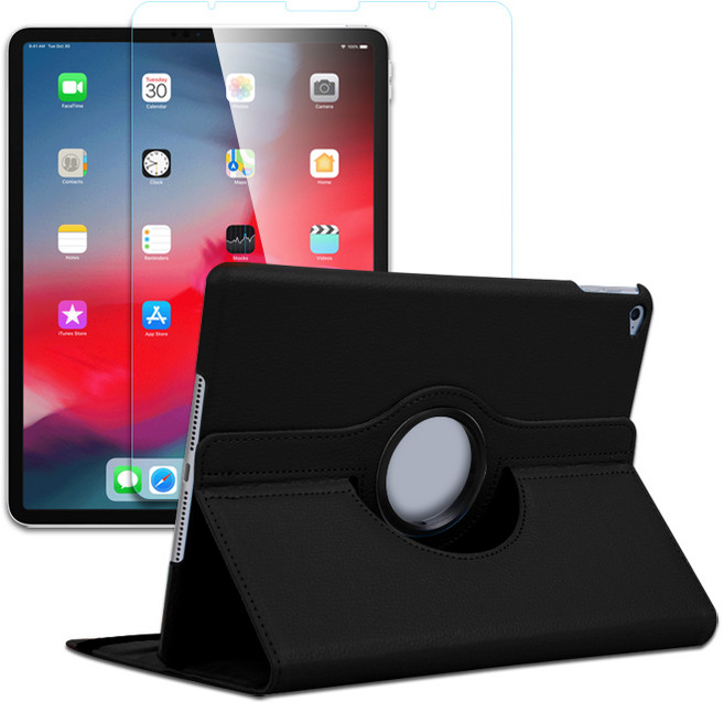 UB 크로스 레더 케이스 실속 보호필름 패키지 태블릿PC 아이패드 프로 11형 1세대, 1_블랙+전면 강화 보호필름 1매, 1개