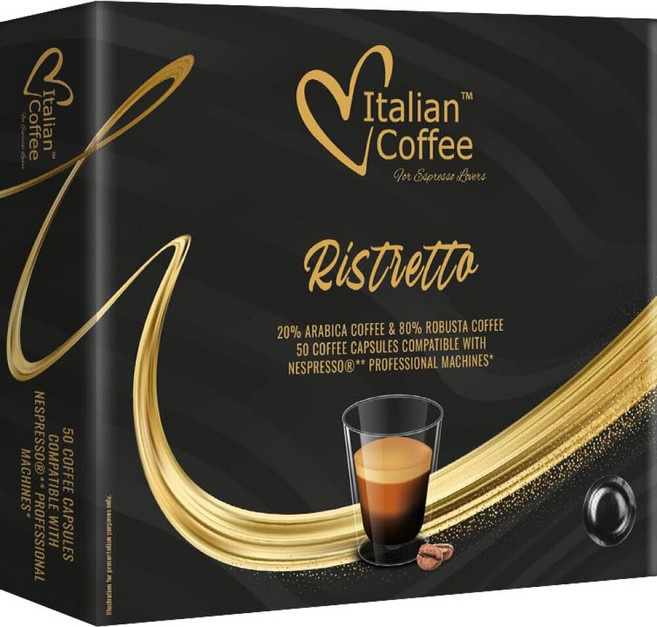 Italian Coffee for Espresso Lovers 프로 프로페셔널 네스프레소 머신 제니우스 제미니 및 모멘토 2022 이전 모델과 호환되는 포드 (50개 (1팩), 50개입(1팩), Ristretto PRO 50, 에스프레소