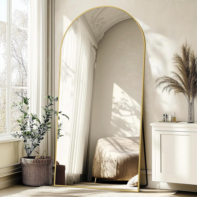 안토크 아치형 벽걸이 전신거울 스탠드 받침대 3in1 1950x950mm, 골드