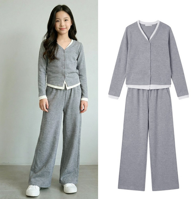 핑크비 레이어링가디건세트 주니어 초등학생 중학생 가디건 슬림 레이어드 상하세트 13~21호