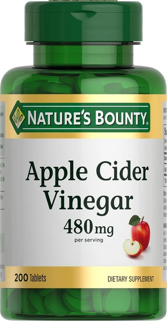 네이쳐스바운티 비타민 사과탄산식초 480mg 보충제 200정 Natures Bounty Apple Cider Vinegar 480mg 200 Tablets, 1개 - 쿠팡