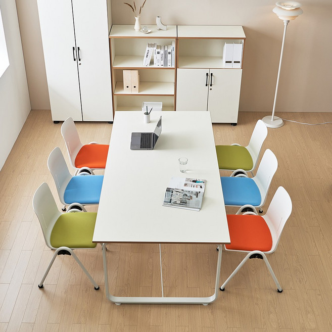 데임 B형 회의용 뷰트팔무 세트 4인 책상의자세트 1500 1800 2000, 1500x900화이트프레임/라이트월넛, 뷰트스카이4P