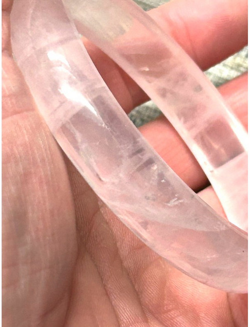 天然星光粉晶手鐲 60.2mm 帶鑽石光 貓眼效應