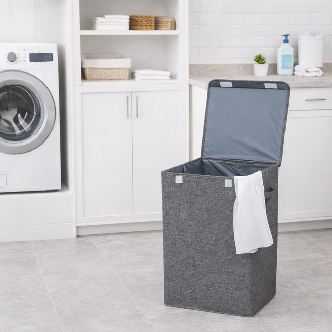 접이식 빨래통 세탁바스켓 틈새 패브릭 빨래바구니, 그레이 40x40x63
