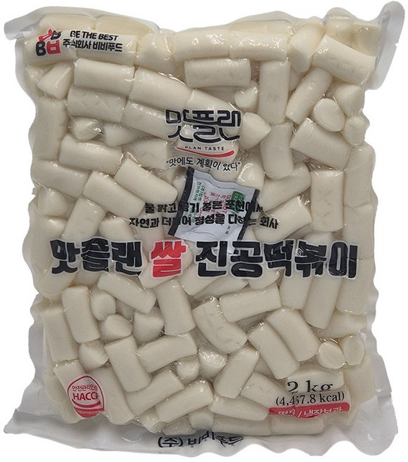 [낱개] 맛플랜 비비푸드 쌀 진공 떡볶이 떡 (4cm 대) 2kg