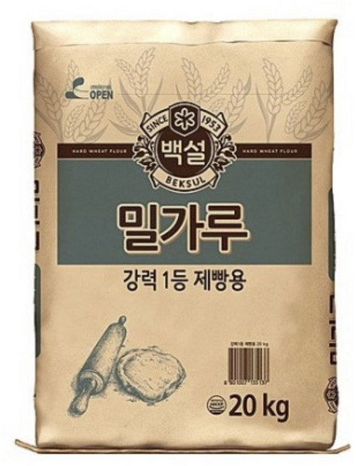 백설 강력1등 제빵용 밀가루, 20kg, 1개