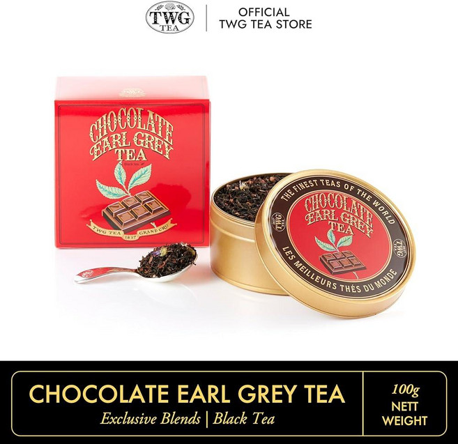 TWG Tea | 초콜릿 얼 그레이 | 홍차 | 코코아 껍질 & 베르가못 | 캐비아 틴 100g | 선물 세트