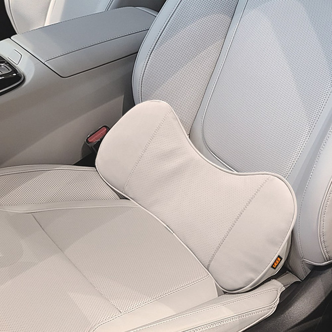 벤비아 레더백 자동차 메모리폼 요추쿠션 허리쿠션 차량용 목쿠션 골반쿠션 가죽 럼버서포트 2세대 후크고정 00550, 5번 요추 바닐라베이지, 1개