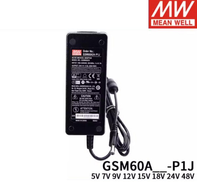 MEAN WELL GSM60A 시리즈 GSM60A5-P1J 9V 12V 15V 18V 24V 48V 60W 신뢰할 수있는 녹색 의료 스위칭 전원, 06 GSM60A24-P1J, 01 60와트