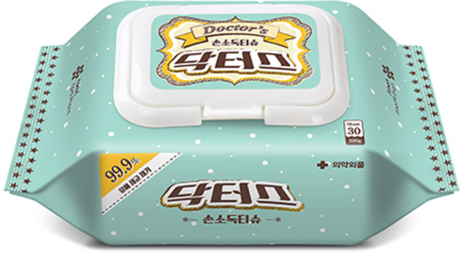 닥터스 손소독티슈 30매 캡형 세균 물티슈, 3개