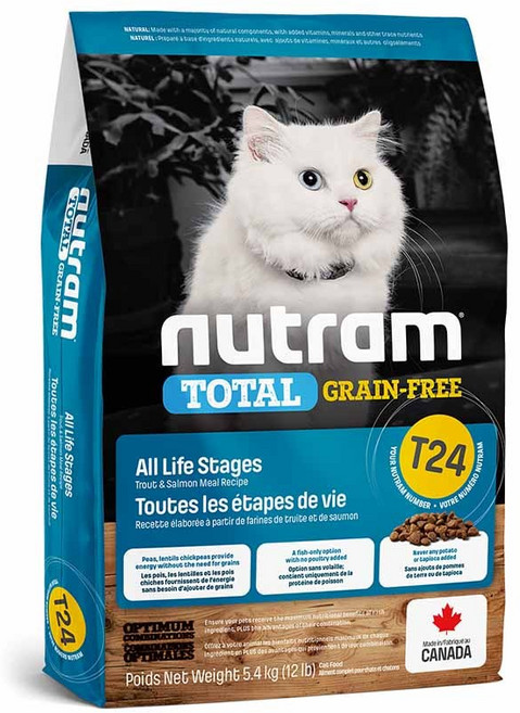 Nutram 紐頓 無穀全能系列 T24 鮭魚鱒魚 全齡貓飼料, 1個, T24 (鮭魚+鱒魚) 挑嘴全齡貓,1.13KG