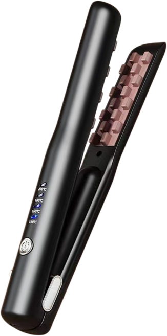 無線充電款 夾板直髮器，迷你便攜，多檔溫度選擇, 黑色, 玉米夾板
