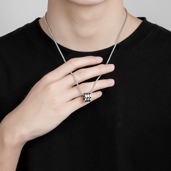 서플라이랩 써지컬스틸 베이직 실버링 남자 목걸이