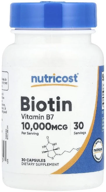뉴트리코스트 비오틴 바이오틴 10000mcg 30캡슐 맥주효모 비타민b7 Biotin, 30정, 1개 - 쿠팡