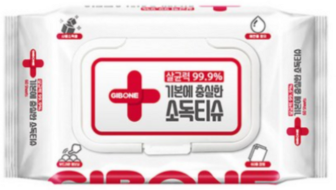 기본에 충실한 소독티슈 캡형 60매, 1박스